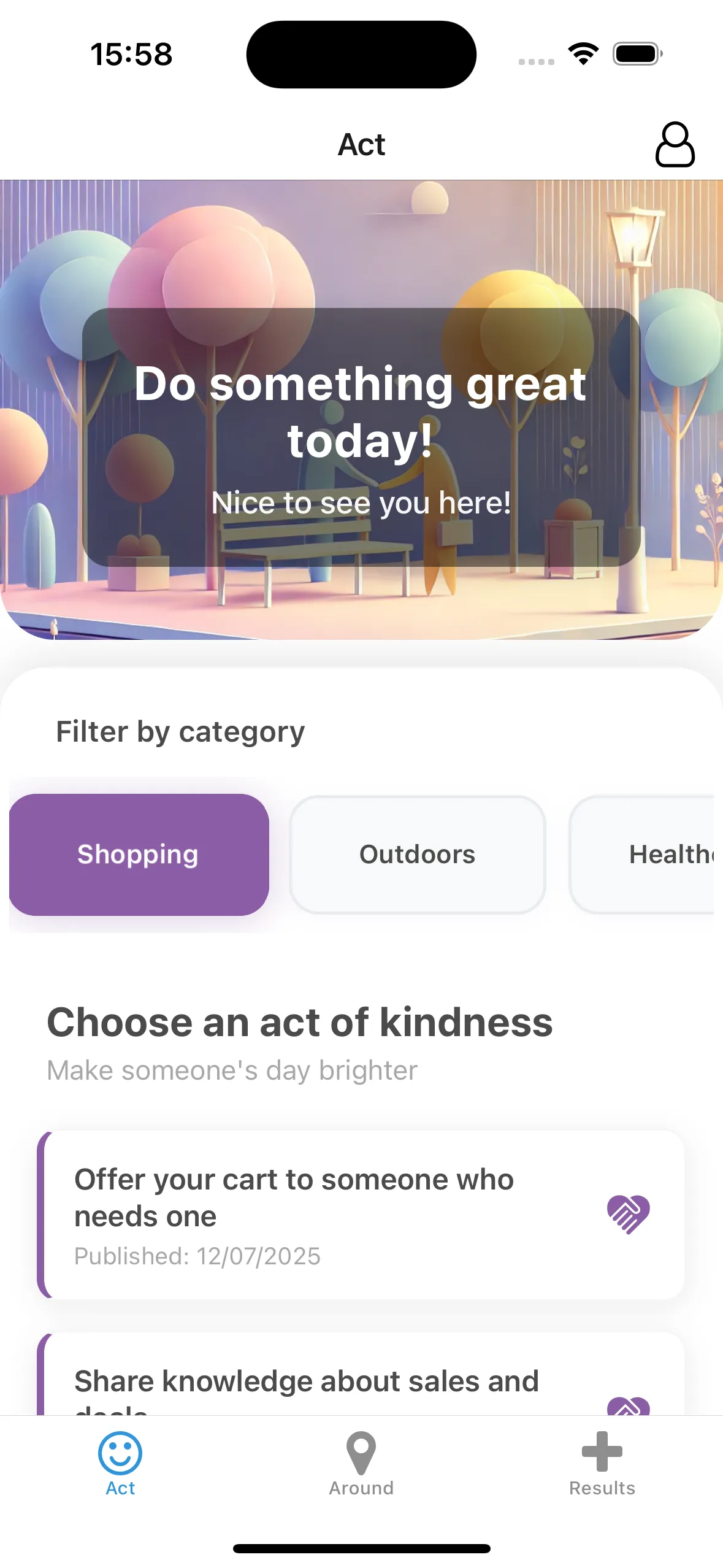 Results Screen - View your impact